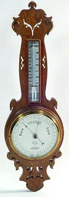 EDWARDIAN GOLDEN OAK BANJO BAROMETER